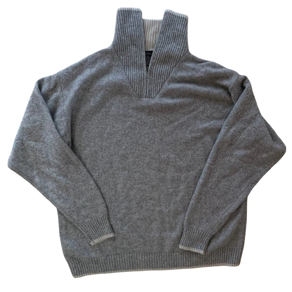 Grayson & Dunn Half Zip Turtleneck Cashmere Sweater Gray